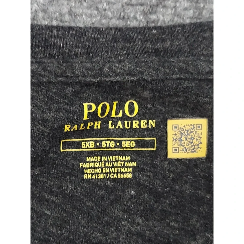 Polo Ralph Lauren Shirt Mens 5XL Gray Pony Long Sleeve Tee Pullover Crew Neck